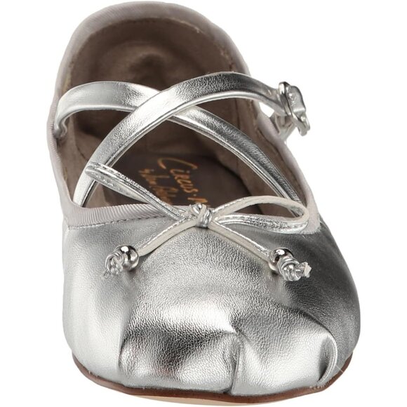 Circus NY by Sam Edelman Women's Soft Silver PolyurethaneCross Strap Ballet Flat - Picture 2 of 7